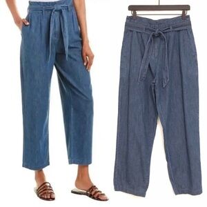 NEW J.Crew Blue Chambray Denim Paper Bag Pants High Rise Women's 4